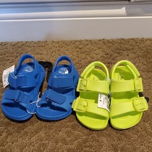Baby Toddler Boys Girls Blue & Neon Green Kids Beach Sandals Size 6 7 8 9 NWT